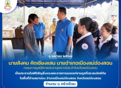 <strong>อ่านเพิ่มเติมเกี่ยวกับ</strong><br>นายสังคม คัดเชียงแสน นายอำเภอเมืองแม่ฮ่องสอน เป็นประธานในพิธีเชิญสิ่งของพระราชทานมอบแก่ราษฎรที่ประสบอัคคีภัย ในพื้นที่ตำบลผาบ่อง อำเภอเมืองแม่ฮ่องสอน จังหวัดแม่ฮ่องสอน นายสังคม คัดเชียงแสน นายอำเภอเมืองแม่ฮ่องสอน เป็นประธานในพิธีเชิญสิ่งของพระราชทานมอบแก่ราษฎรที่ประสบอัคคีภัย ในพื้นที่ตำบลผาบ่อง อำเภอเมืองแม่ฮ่องสอน จังหวัดแม่ฮ่องสอน