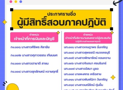 <strong>อ่านเพิ่มเติมเกี่ยวกับ</strong><br>ประกาศรายชื่อผู้มีสิทธิ์สอบภาคปฏิบัติ เจ้าหน้าที่มูลนิธิราชประชานุเคราะห์ฯ 2567 ประกาศรายชื่อผู้มีสิทธิ์สอบภาคปฏิบัติ เจ้าหน้าที่มูลนิธิราชประชานุเคราะห์ฯ 2567