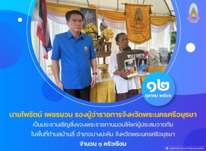 <strong>อ่านเพิ่มเติมเกี่ยวกับ</strong><br>นายไพรัตน์ เพชรยวน รองผู้ว่าราชการจังหวัดพระนครศรีอยุธยา เป็นประธานเชิญสิ่งของพระราชทานมอบให้แก่ผู้ประสบวาตภัย ในพื้นที่ตำบลบ้านลี่ อำเภอบางปะหัน จังหวัดพระนครศรีอยุธยา นายไพรัตน์ เพชรยวน รองผู้ว่าราชการจังหวัดพระนครศรีอยุธยา เป็นประธานเชิญสิ่งของพระราชทานมอบให้แก่ผู้ประสบวาตภัย ในพื้นที่ตำบลบ้านลี่ อำเภอบางปะหัน จังหวัดพระนครศรีอยุธยา