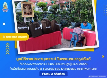 <strong>อ่านเพิ่มเติมเกี่ยวกับ</strong><br>มูลนิธิราชประชานุเคราะห์ ในพระบรมราชูปถัมภ์ ได้นำสิ่งของพระราชทาน ไปมอบให้กับราษฎรผู้ประสบอัคคีภัย ในพื้นที่ชุมชนคลองเตยใน ๒ แขวงคลองเตย เขตคลองเตย กรุงเทพมหานคร มูลนิธิราชประชานุเคราะห์ ในพระบรมราชูปถัมภ์ ได้นำสิ่งของพระราชทาน ไปมอบให้กับราษฎรผู้ประสบอัคคีภัย ในพื้นที่ชุมชนคลองเตยใน ๒ แขวงคลองเตย เขตคลองเตย กรุงเทพมหานคร